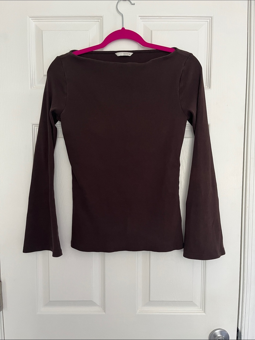 Zara Dark Brown Long Sleeve Boatneck Top -XL